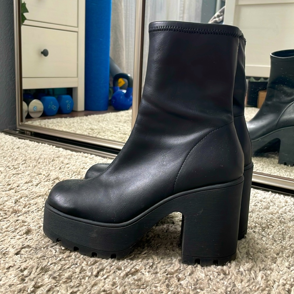 Black punk platform sock boots